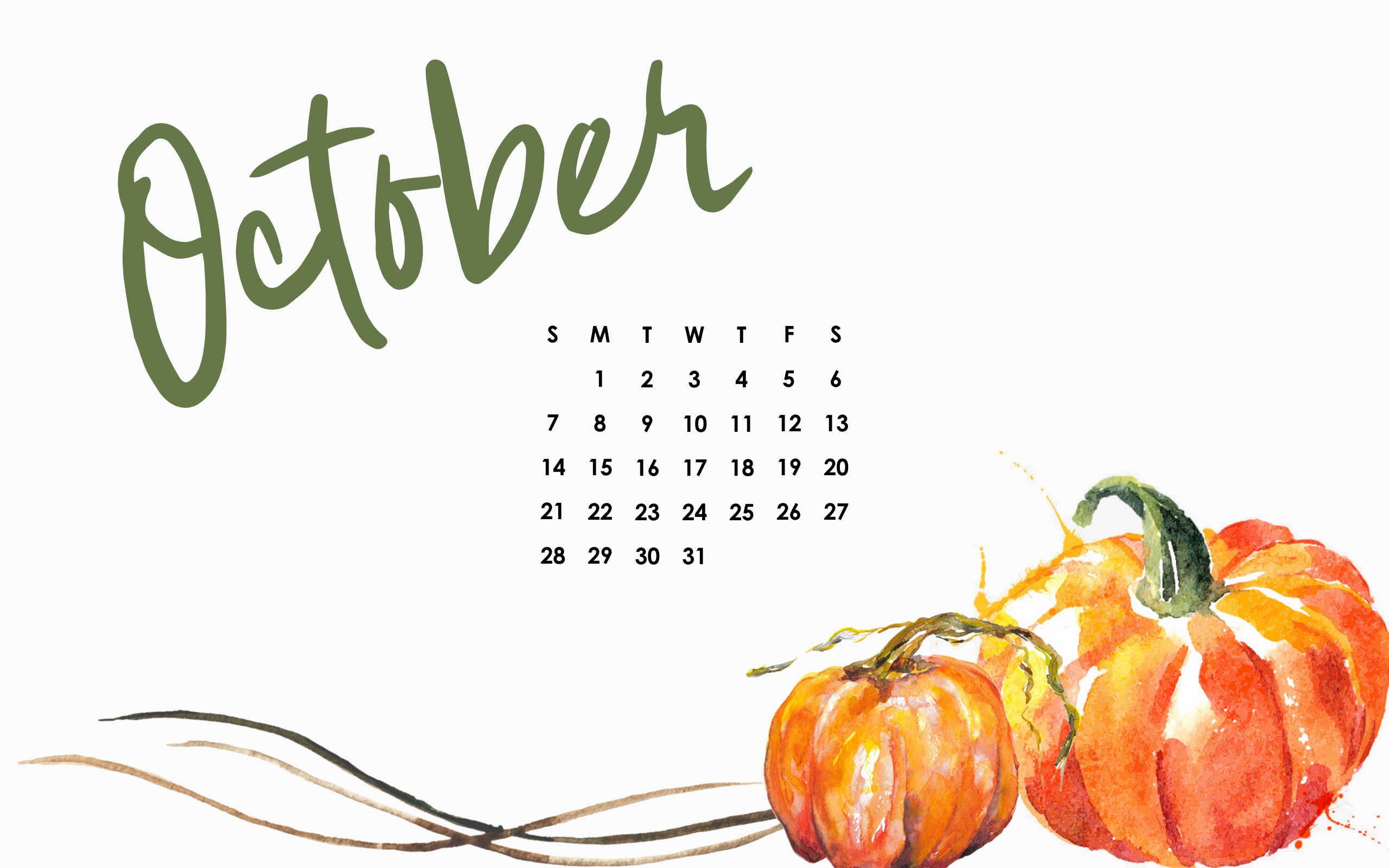 October Desktop Calendar: Free Download